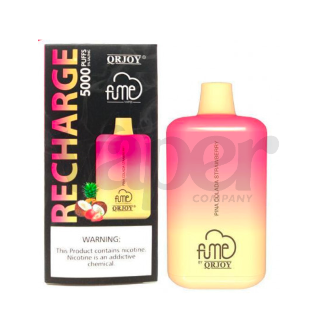Fume Recharge 5000 Puffs – Pina Colada Strawberry Disposable Vape | Rechargeable | Tropical Pina Colada & Sweet Strawberry Flavor | 5% Nicotine | Long-Lasting Vape Device