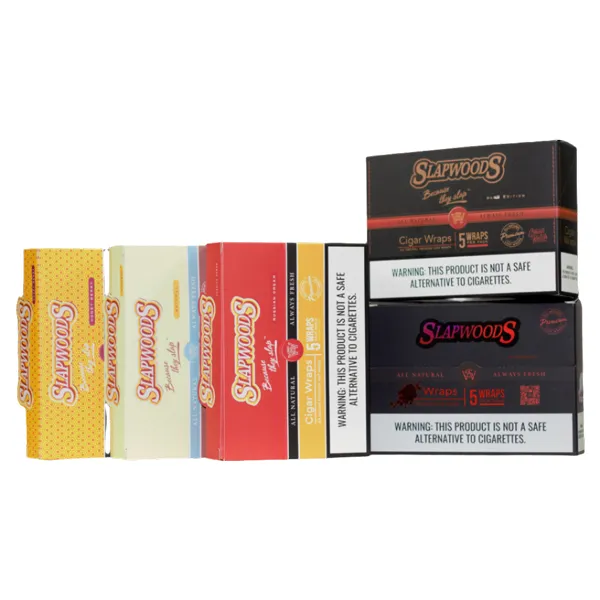 Slapwoods Flat Wraps Variety Flavors – Russian Cream, Natural, Honeyberry Dark Edition, Bloodshot – Premium Slow-Burning Tobacco Wraps