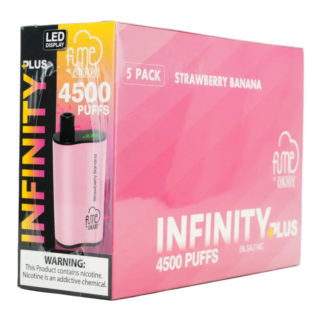 Fume Infinity 4500 Puffs – Strawberry Banana Disposable Vape | 5 Count Box | Sweet Creamy Fruit Blend | 5% Nicotine | Long-Lasting Pre-Filled Vape Device