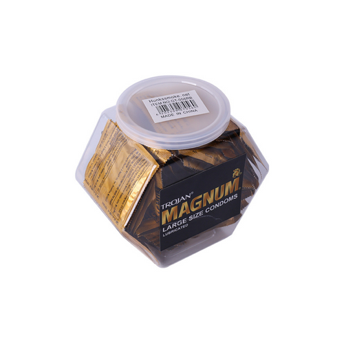 Trojan Magnum Condoms 50 Count Jar – Large Size Latex Condoms for Men – Lubricated for Comfort – Extra Room, Premium Protection – Bulk Value Pack – 1/1