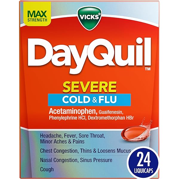 DayQuil Cold & Flu – Non-Drowsy Multi-Symptom Daytime Relief – Fever, Cough, Congestion, Sore Throat, Headache, & More