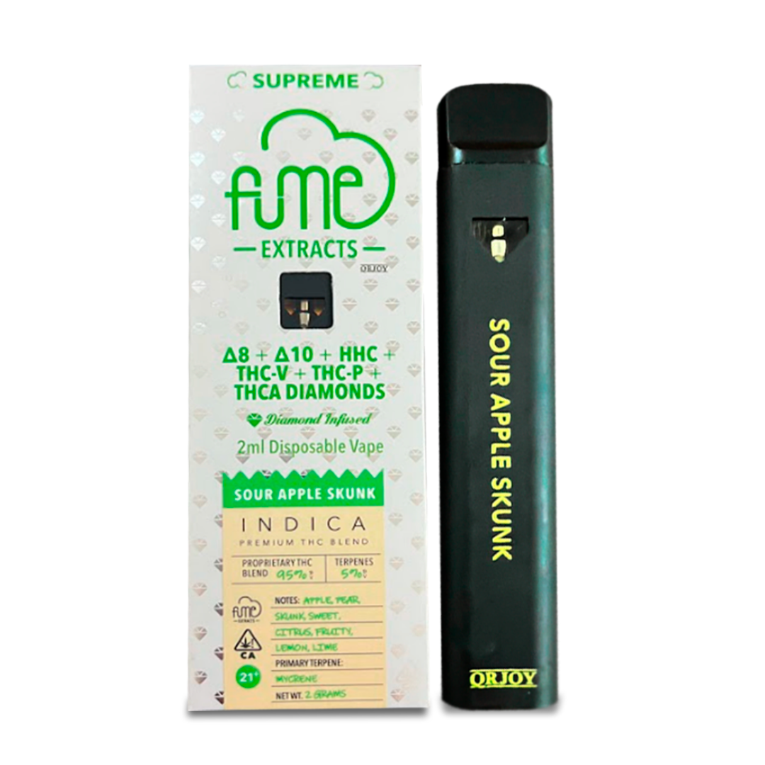 Fume Extracts – Indica Sour Apple Skunk Disposable Vape | Tangy Apple & Earthy Skunk Flavor | 1 Gram | THC-Free Broad-Spectrum Hemp Extract | Relaxing Indica Vape