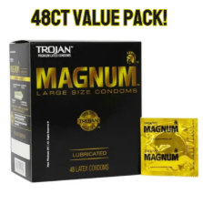 Trojan Magnum Condoms 48 Count Jar – Large Size Latex Condoms for Men – Premium Lubricated – Trusted Brand for Comfort & Pleasure – Bulk Pack by Tampa Wholesale Inc