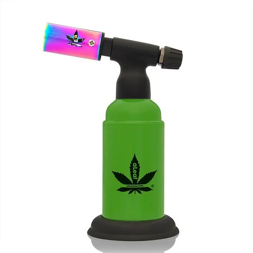 Aleaf Dual Flame Torch – 6" Refillable Blow Torch in Forest Green | Adjustable Dual Flames for Dabs, Cooking, or Crafts | Butane Torch with Safety Lock & Ergonomic Grip