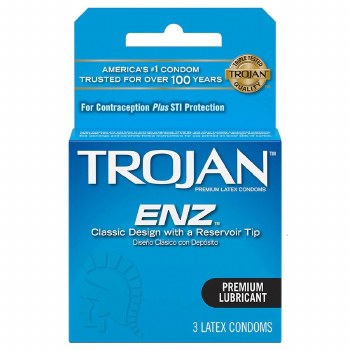 Trojan Lubricated Condoms 3 Count – Light Blue Box – Classic Straight Fit Latex Condoms for Men – Silky Smooth Lubrication – Individually Wrapped – Trusted Protection