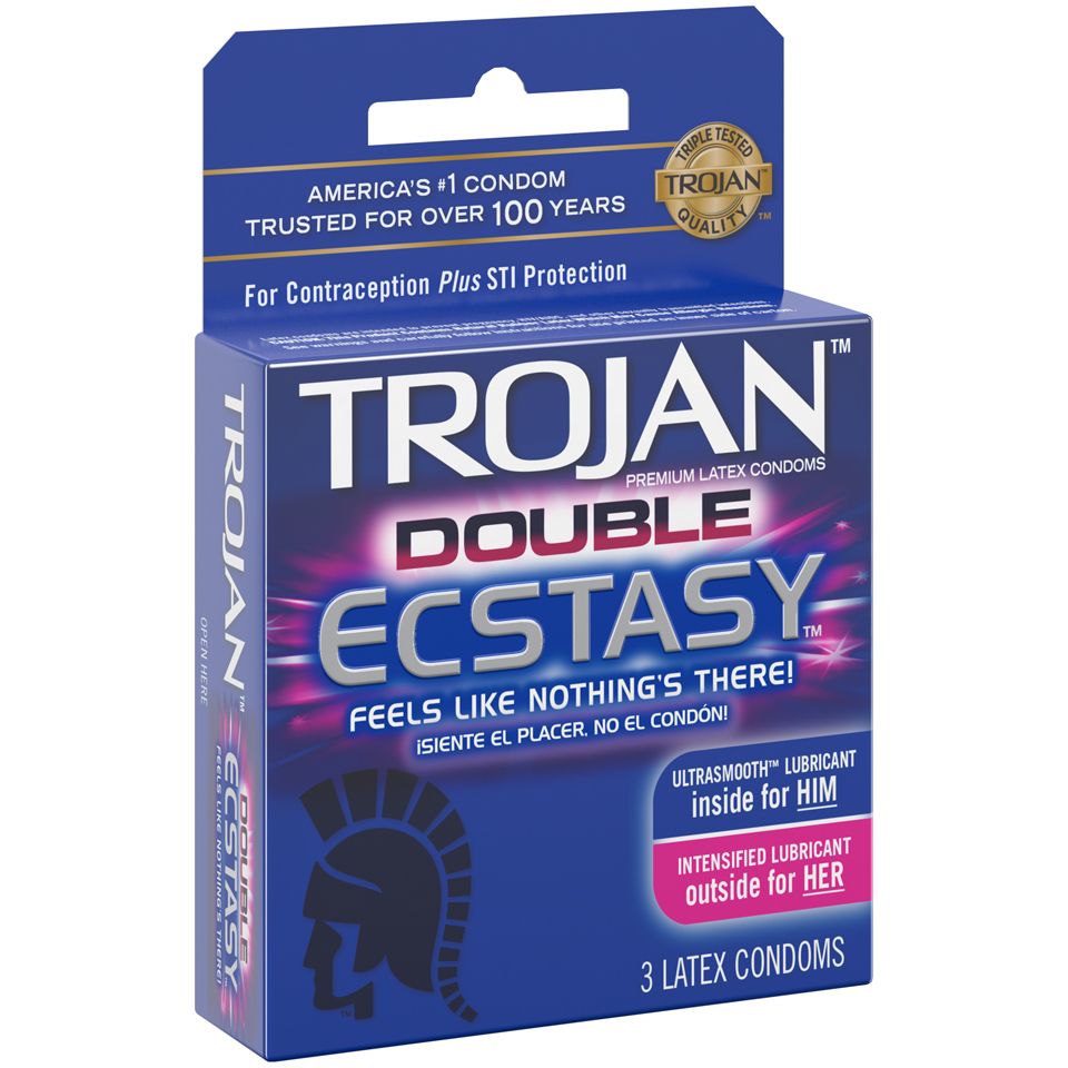 Trojan Ecstasy Ultra Ribbed Condoms 6 Count – Blue Box – Lubricated Latex Condoms for Men – Extra Comfort Fit, Deep Ribbed Texture – Premium Protection & Sensation