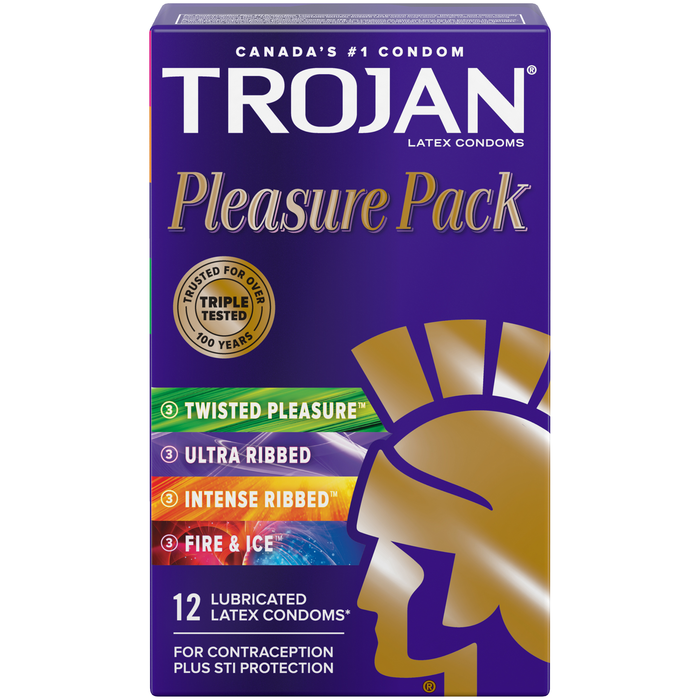 Trojan Pleasure Pack Condoms 6 Count – Variety Pack with Lubricated Latex Condoms – Ultra Ribbed, Her Pleasure, Twisted & Sensations – Premium Protection & Pleasure for Couples