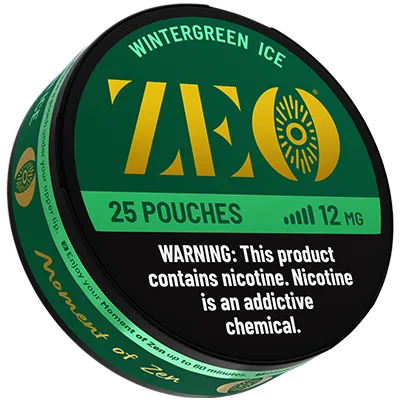 Zeo Wintergreen Ice 12mg Nicotine Pouches – Extra Strength, Bold Wintergreen Flavor – Tobacco-Free, Smokeless, Spit-Free – 15 Pouches Per Can for Intense Cooling Nicotine Hit