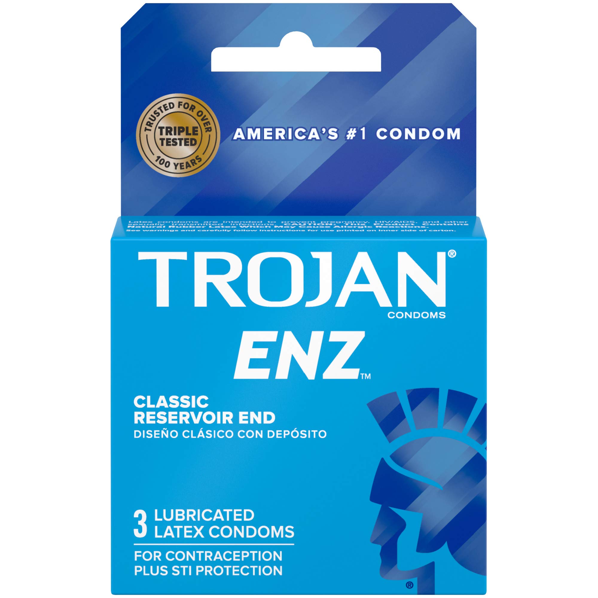 Trojan ENZ Condoms 6 Count – Classic Straight Fit Latex Condoms for Men – Light Blue Box – Silky Smooth Lubricated – Premium Protection – Trusted Comfort – 1/8