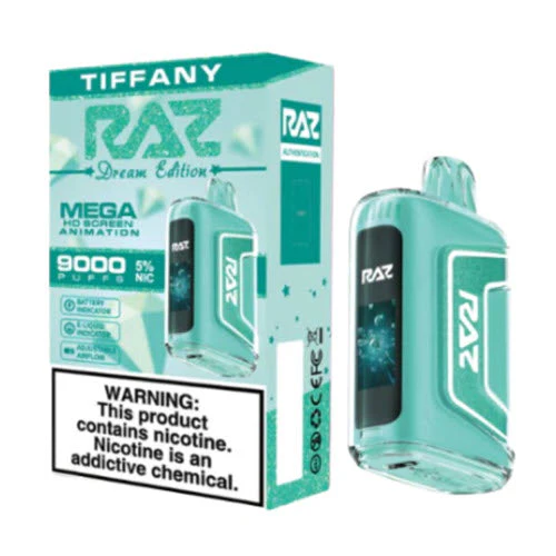 RAZ TN9000 Tiffany Disposable Vape – 9,000 Puffs, Dual Mesh Coil, 5% Nicotine, Rechargeable E-Cigarette with LED Screen & Adjustable Airflow – Sweet Tropical Mystery Flavor, Compact & Stylish Vape Device