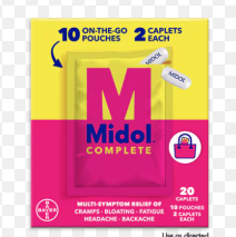 Midol Complete Menstrual Pain Relief Caplets – 20 Count – Fast-Acting Relief for Cramps, Bloating, Fatigue, and Headache – Multi-Symptom PMS Medicine for Women