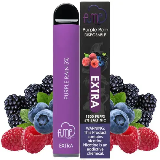 Fume Extra 1500 Puffs – Purple Rain Disposable Vape | 10 Count Box | Sweet & Fruity Berry Flavor | Pre-Filled, 5% Nicotine, Long-Lasting Disposable Vape