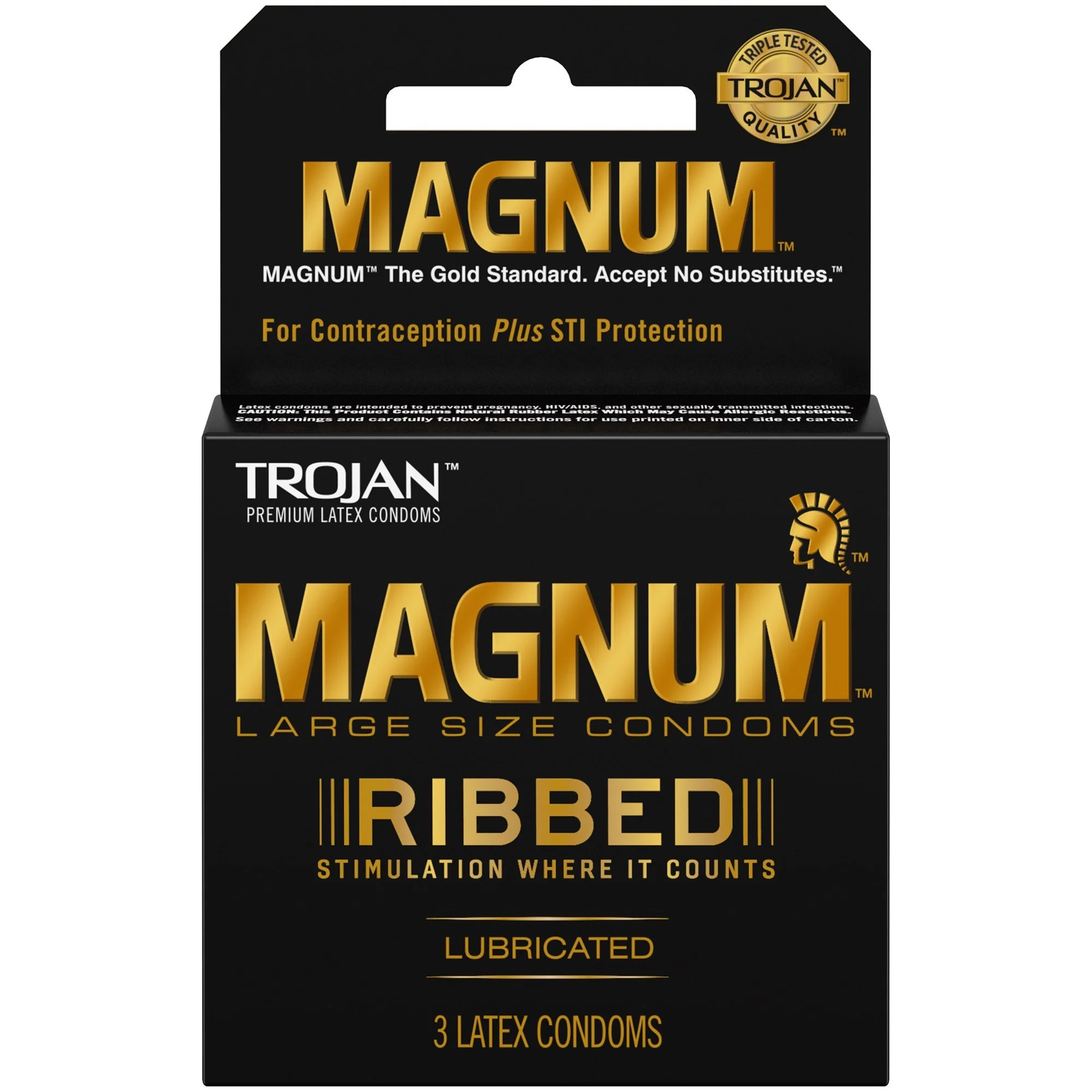 Magnum Ribbed Condoms 6 Count – Textured Large-Sized Latex Condoms for Men – Ribbed for Enhanced Stimulation – Lubricated for Comfort – Premium Protection & Reliability – Individually Wrapped